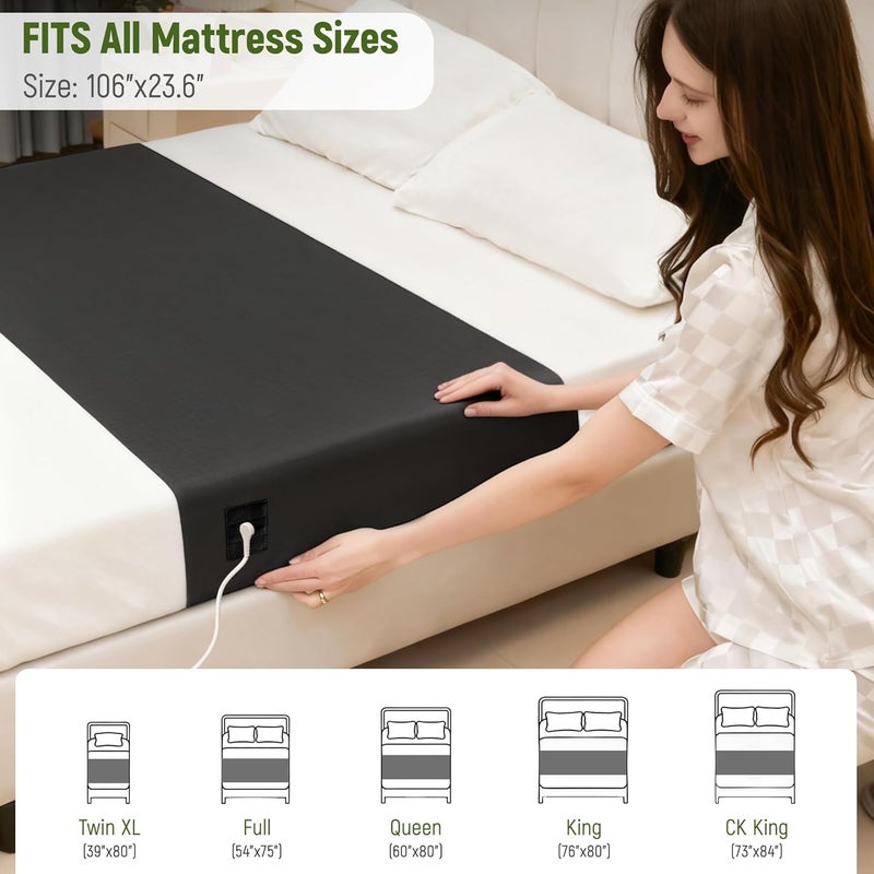 Groundingtop Grounding Sheets, Grounding Mat for Bed 90% Cotton+10% Pure Silver Fiber Grounded Earth Sheets Conductive Sheet for All Mattress Sizes Queen Cal King Full Twin, 106"x23.6" (Black) - Image 5
